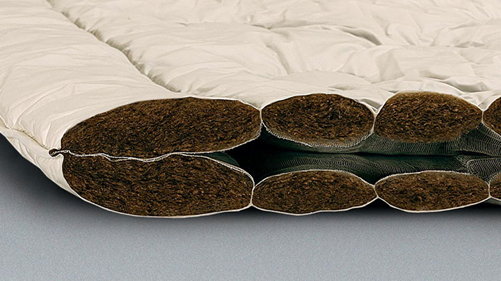 Anschnitt einer Kamelhaar-Duo-Bettdecke