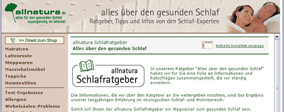 allnatura Schlafratgeber