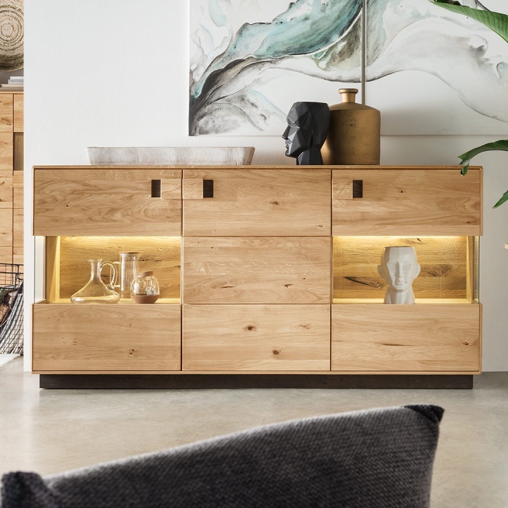 Sideboard Ovaro - Front massive Wildeiche, Korpus massive Eiche Sideboard Ovaro - Front massive Wildeiche, Korpus massive Eiche