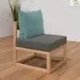 Sessel mit Sitzkissen in grau und Rückenkissen in aqua