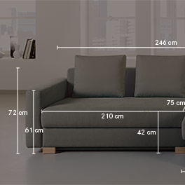 Bemaßte Skizzen zu Schlafsofa Loop Bemaßte Skizzen zu diesem Modell
