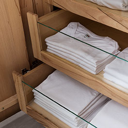 Schubkasteneinsatz mit Glas Glasfronten der Schubladen