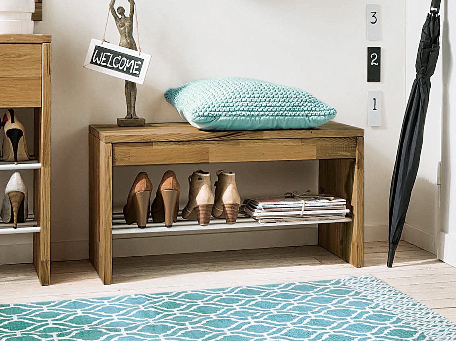 Schuhbank "Tenero" - massiv Wildeiche