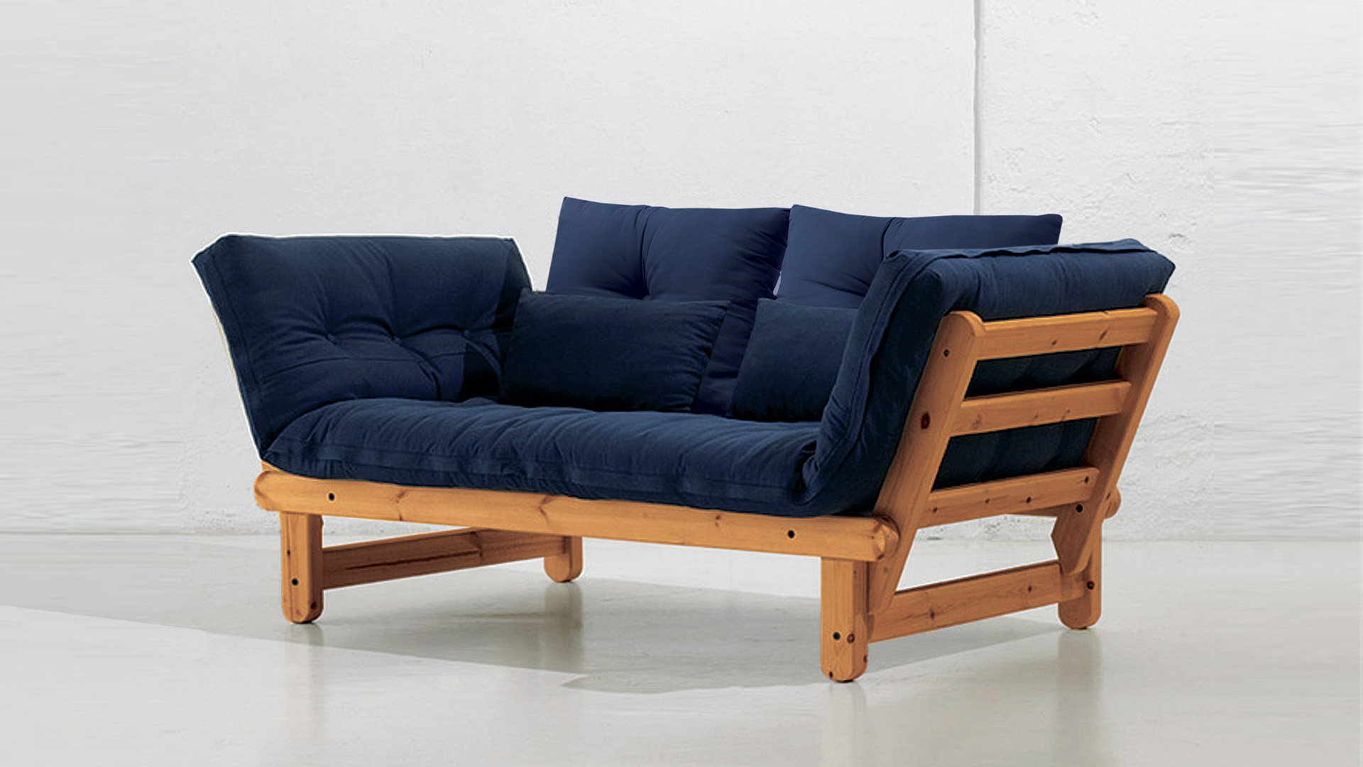 Futon-Schlafsofa Yoga in Relax-Position, Gestell in wenge, Futon-Bezug in hellgrau