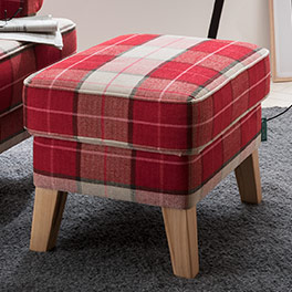 Optional Hocker Country in passender Farbstellung zum Sessel erhältlich - hier in der Stoffart Bonham, Farbe rot Farbe rot