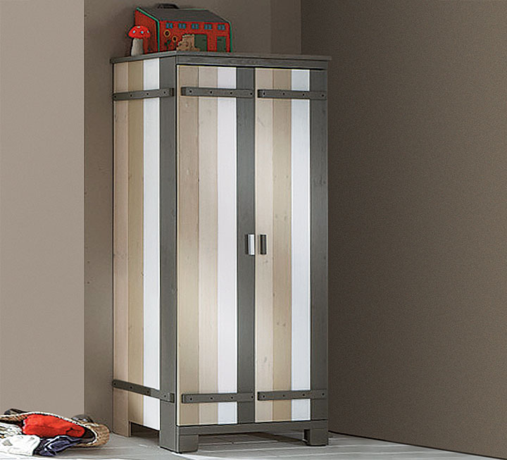 2-türiger Kinderzimmer-Schrank aus massiver Kiefer 2-türiger Kinderzimmer-Schrank aus massiver Kiefer