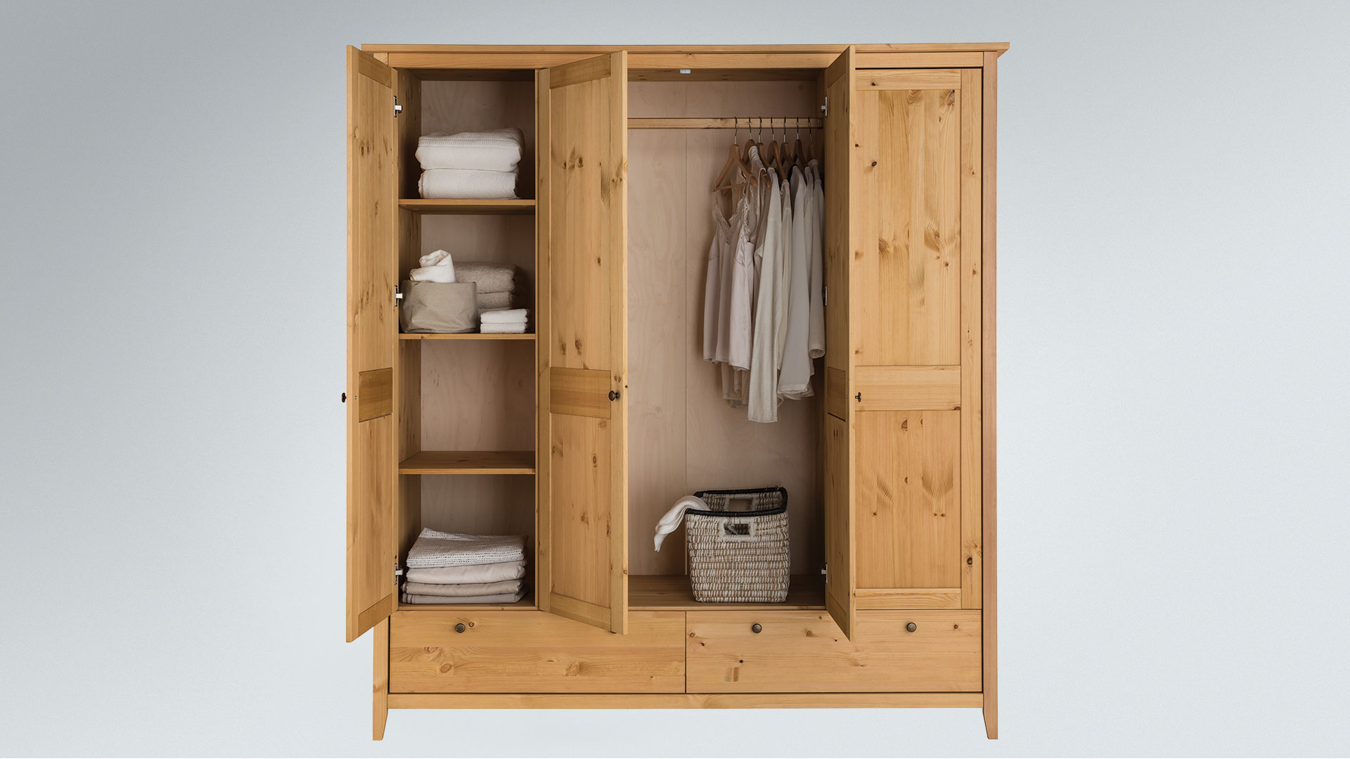 Drehtüren-Kleiderschrank "Tusa" - ein skandinavischer Traum aus Massivholz