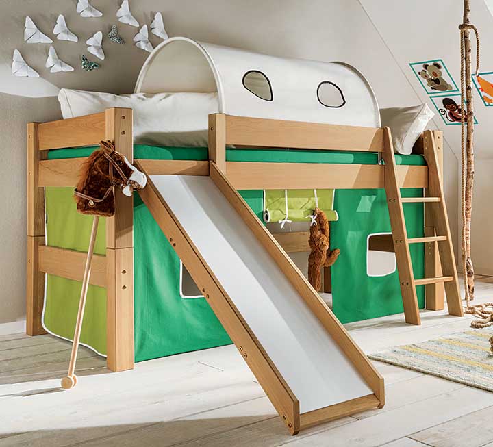 Mini-Hochbett Pico-Fago - Das Spielparadies aus geölter Buche Mini-Hochbett Pico-Fago - Das Spielparadies aus geölter Buche