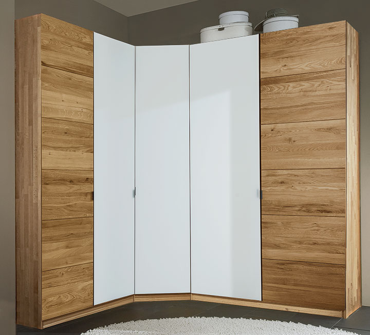 Eckkleiderschrank mit Glas und Holztüren Eckkleiderschrank mit Glas und Holztüren