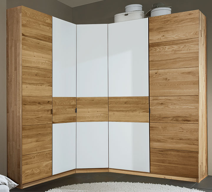 Endloskleiderschrank Bellavista - Ecklösung, Wildeiche massiv Endloskleiderschrank Bellavista - Ecklösung, Wildeiche massiv