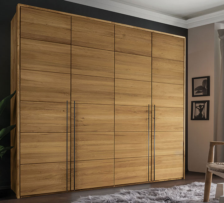 Endloskleiderschrank Moderna, massive Kernbuche und Weißglas, 4-Türer Endloskleiderschrank Moderna, massive Kernbuche und Weißglas, 4-Türer